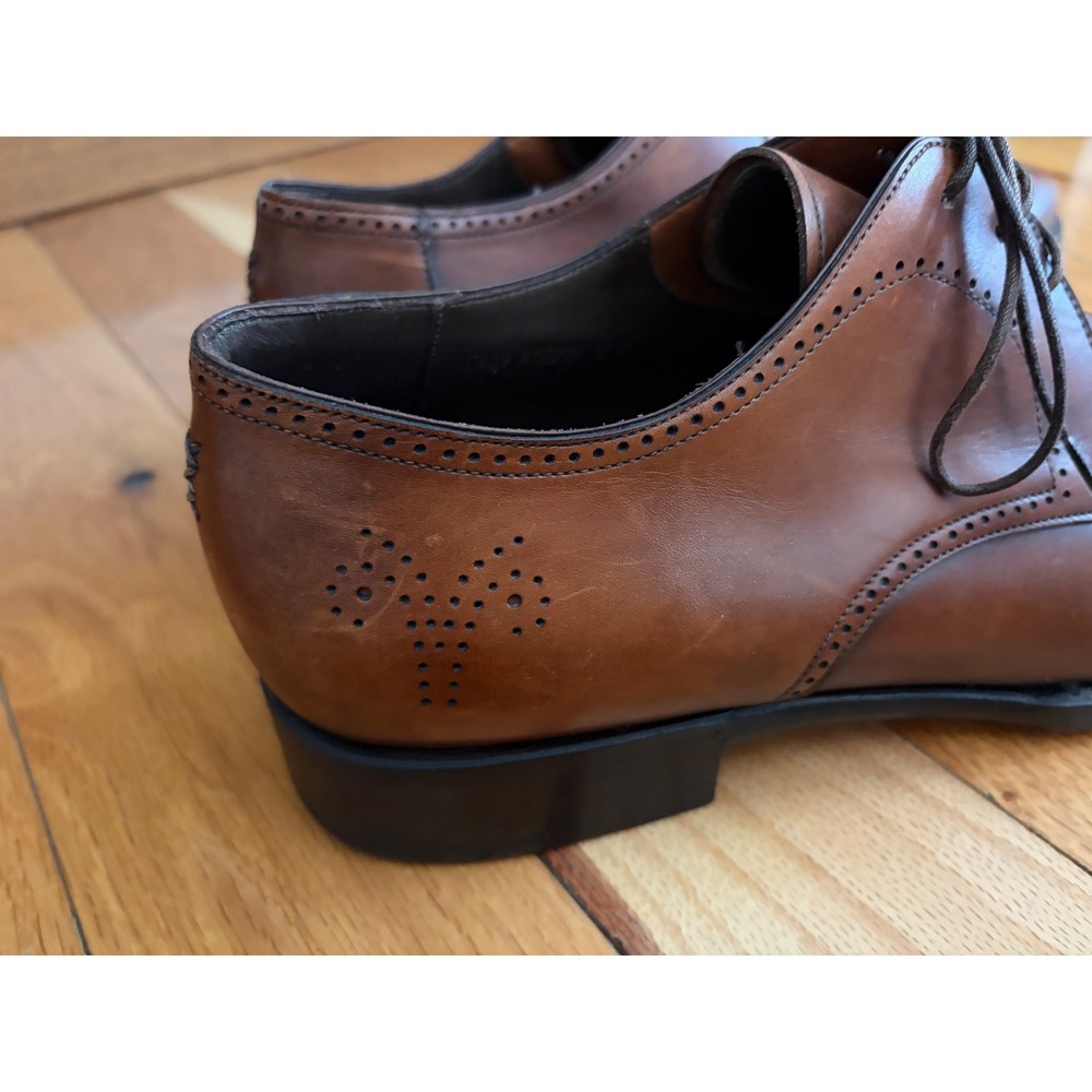 Ermenegildo Zegna Brown Leather Derby Dress Shoes Mens 12 Italy - Picture 3 of 11